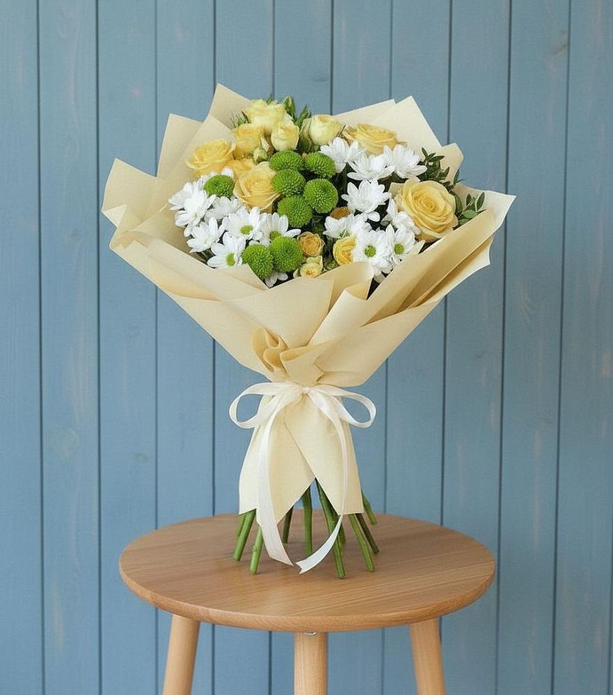 Букет цветов из: Хризантемы и Розы в Романово