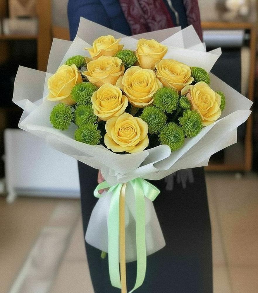 Букет цветов из: Хризантемы и Розы в Романово