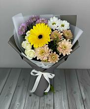 Букет цветов из:  Розы, Герберы и Хризантемы #REPLACE_PRED# Романово