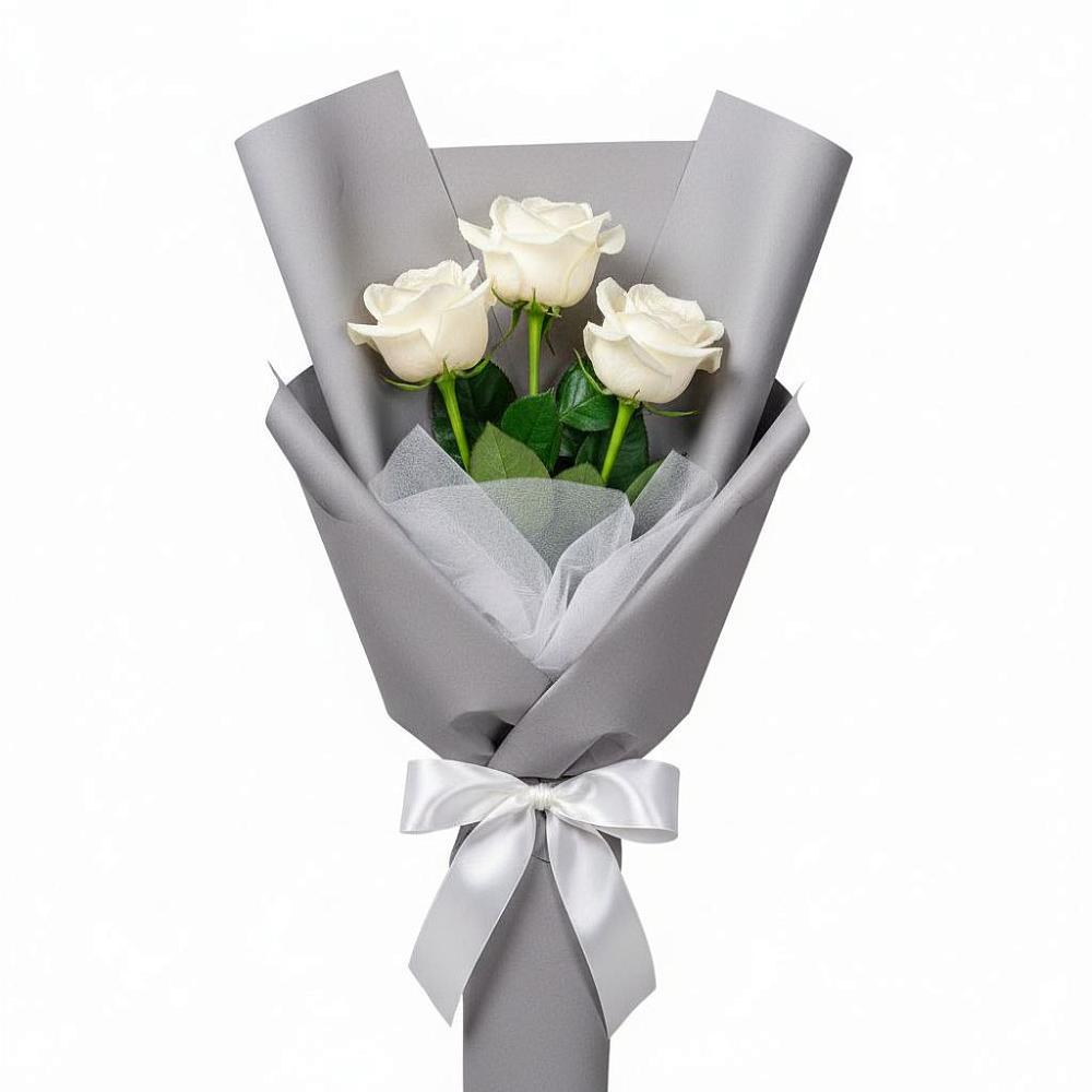 Букет 3 белые розы в Романово