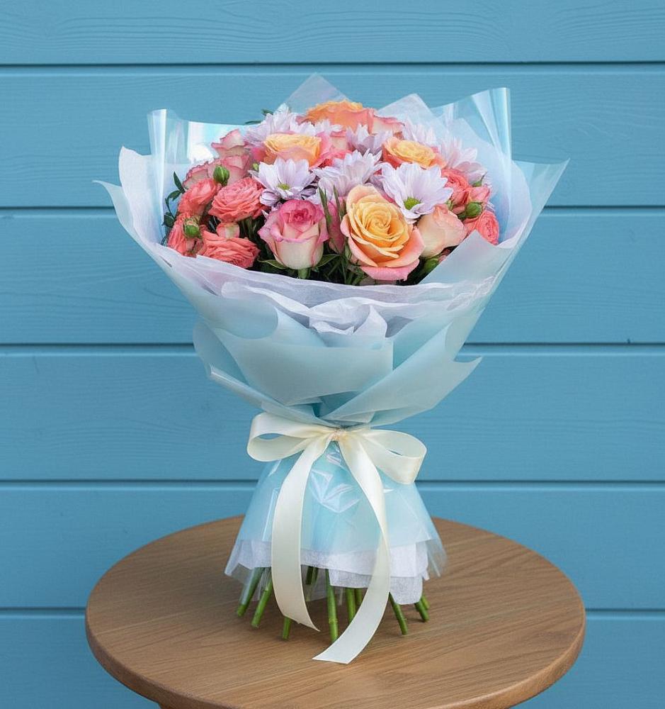 Букет цветов из: Хризантемы и Розы в Романово